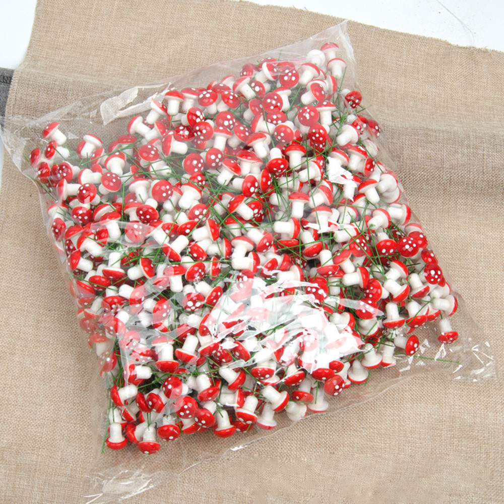50 Pc Mini Red Mushroom Garden Dotted Small Potted Diy Toy House Landscape Bonsai Plant Garden Decoration WholeOrnament