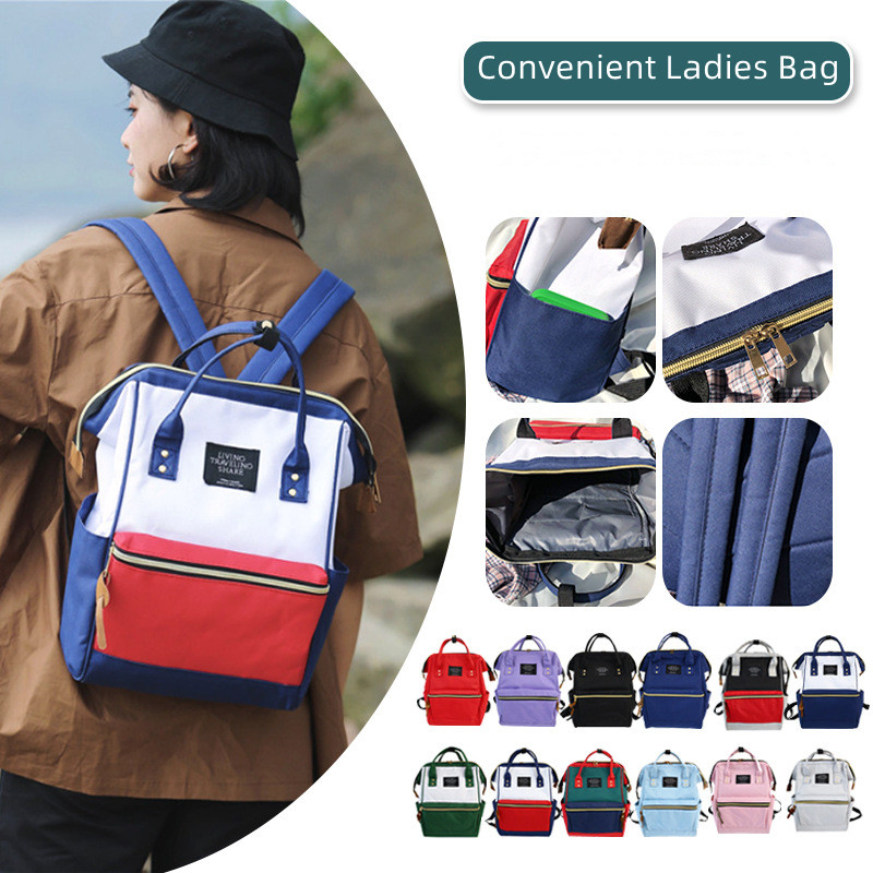 Ladies Simple Double Shoulder Money Bag Cute Casual Backpack Girls Solid Color Canvas Bag Handheld Storage Bag Casual School Bag