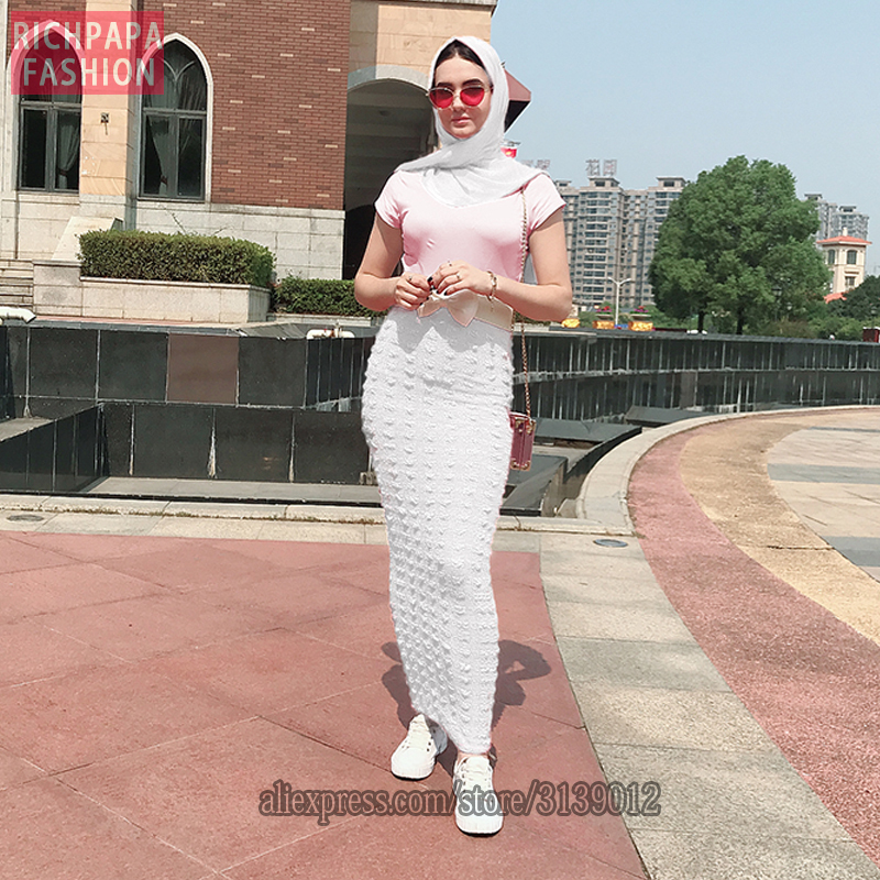 Muslim High Waist Skirt Long Islamic Skirts Womens Jupe Musulmane Femme Abaya Islam Maxi Dubai Musulman Turkey Arabic Skirts