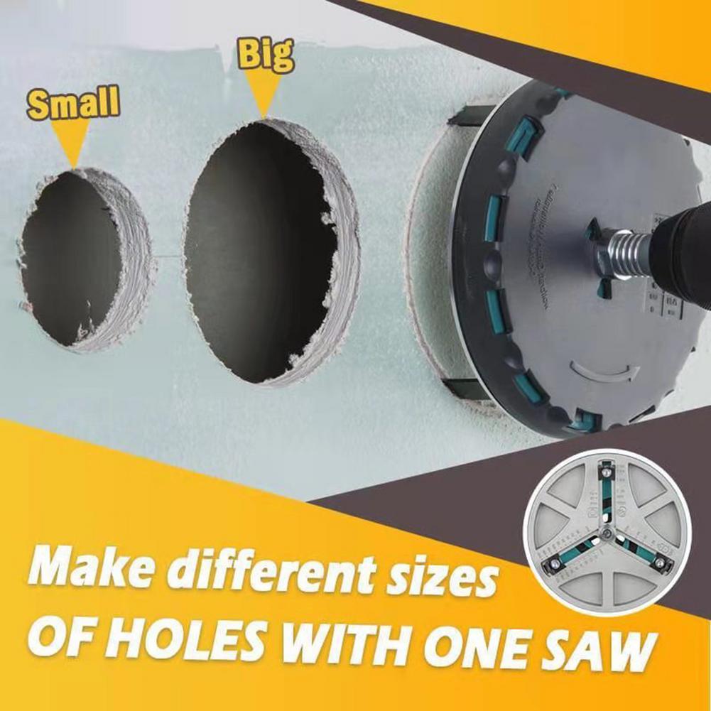 Adjustable Punching Saw E901 45-130mm for Woodworking Spotlight Plastic Plate Opening Triple Blade Design Smooth Cut Tool