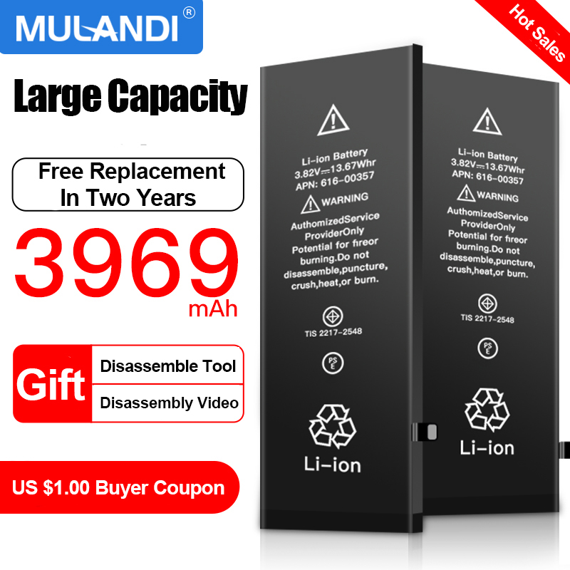  Super Capacity Phone Battery  For Apple 5 S SE 6 S 7 8 Plus 10 X Xr Xs Max Replacement Batteries For iPhone 6S