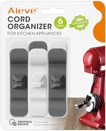 Aieve Cord Organizer for Kitchen Appliances, 6 Pack Kitchen Appliance Cord Organizer, Appliance Cord Wrapper Cord Holder Stick on